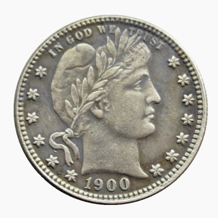 US 1900 P/S/O Barber Quarter Dollar Silver Plated Coins COPY