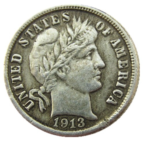 US 1913 P/S/O Barber Dime Silver Plated Copy Coin