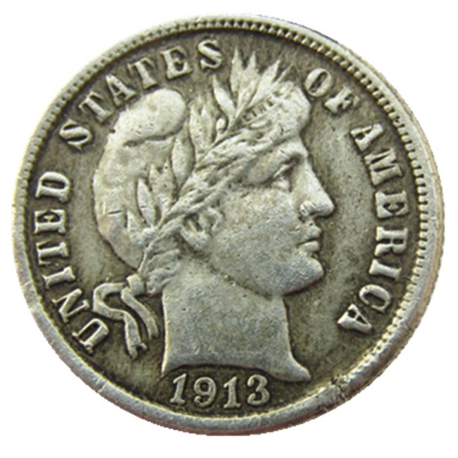 US 1913 P/S/O Barber Dime Silver Plated Copy Coin