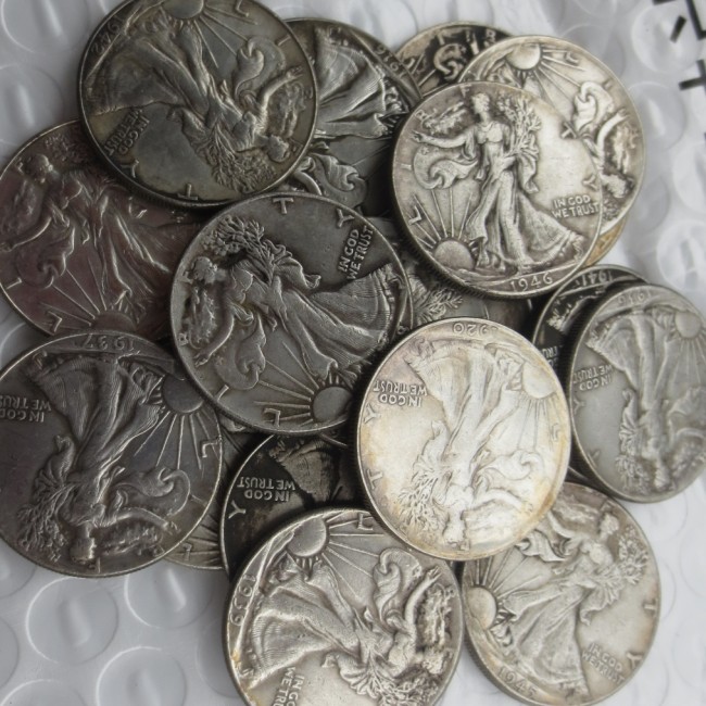 US Full Set (1916-1947)PSD 65PCS Walking Liberty Half Dollar Silver Plated Copy Coins