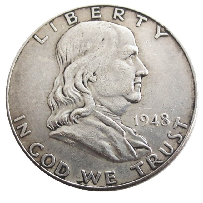 US 1948 PD Franklin Half Dollar Silver Plated Copy Coins