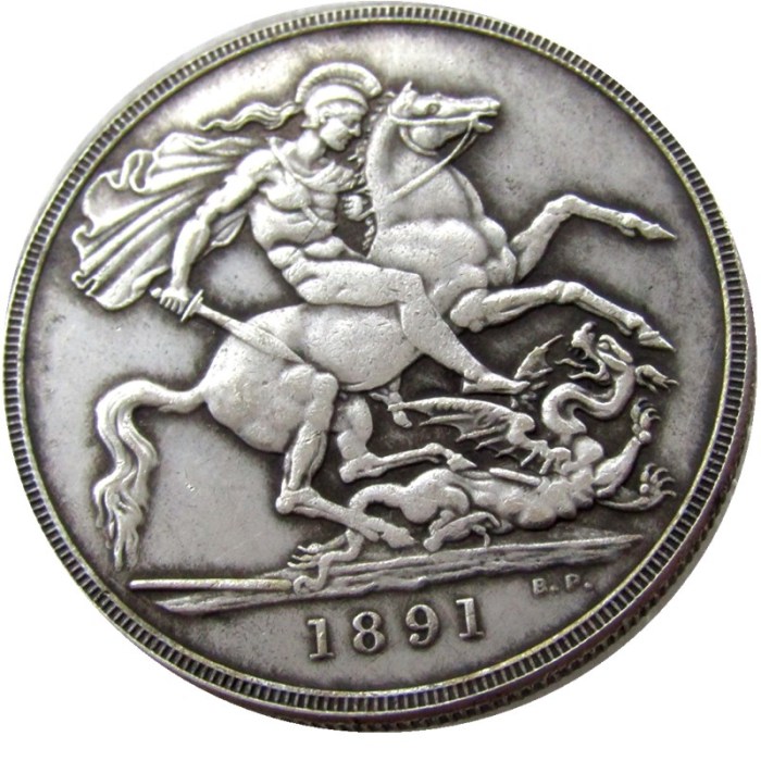 England UK 1891 One Crown Queen Victoria Silver Plated Copy Coin