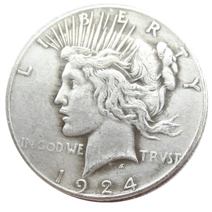 US 1924 Peace Dollar Silver Plated Copy Coin