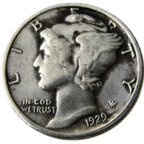 US 1929 P/S/D Mercury Dime Silver Plated Copy Coin