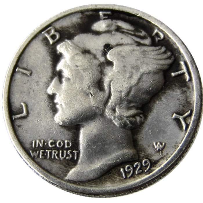 US 1929 P/S/D Mercury Dime Silver Plated Copy Coin