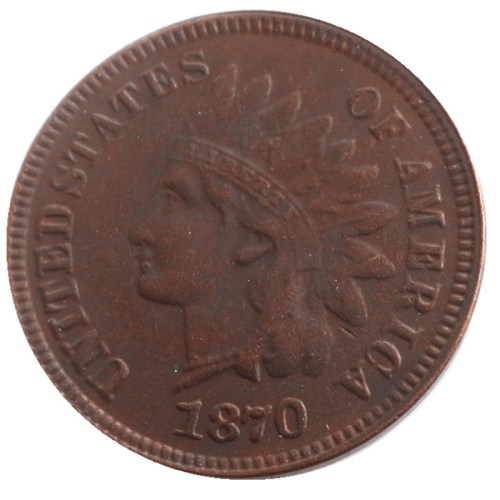 US 1870 Indian Cent 100% Copper Copy Coin