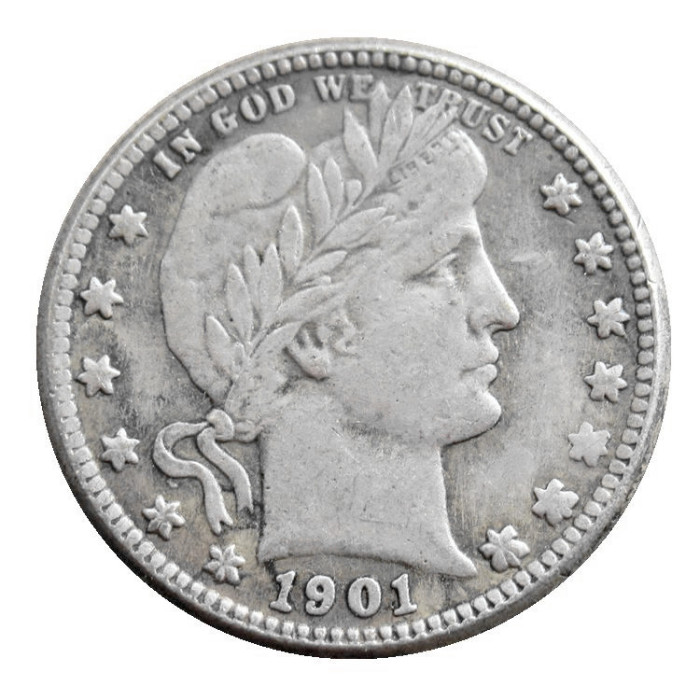 US 1901 P/S/O Barber Quarter Dollar Silver Plated Coins COPY