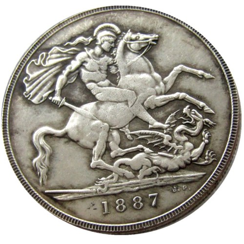 England UK 1887 One Crown Queen Victoria Silver Plated Copy Coin