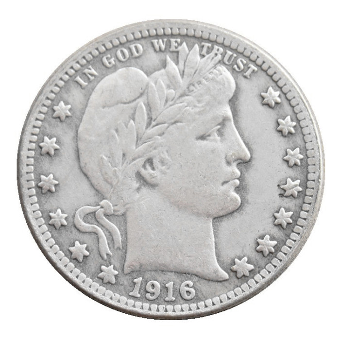 US 1916 P/D Barber Quarter Dollar Silver Plated Coins COPY