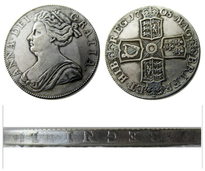 UF(12)United Kingdom 1708 1 Crown Anne Silver Plated Copy Coin