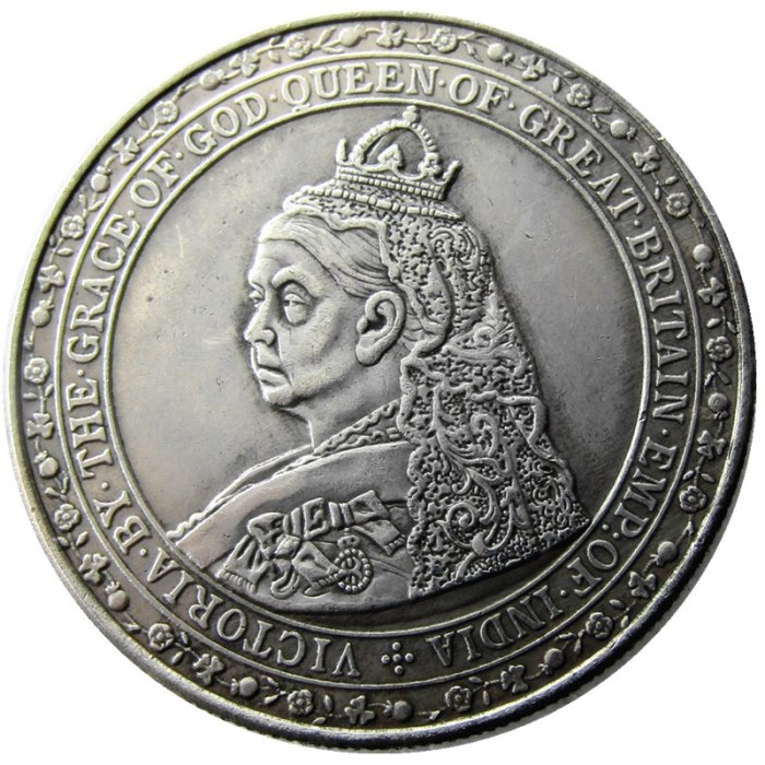 UF(10) United Kingdom 1887 One Crown Victoria Pattern Silver Plated Copy Coin