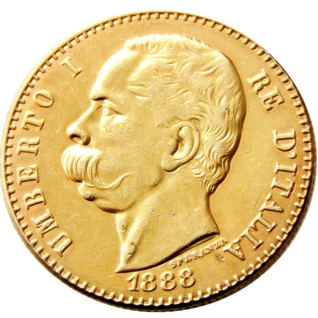 1888 R Italy 50 Lire Gold Plated Copy Coin