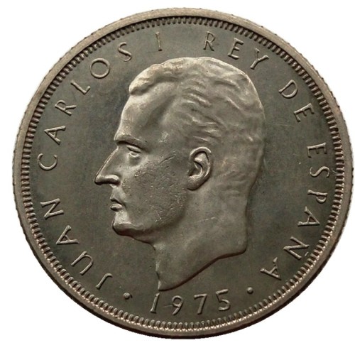 Spain 5 Pesetas Error Mundial 82 - 1975 80 Km Nickel Plated Copy coin