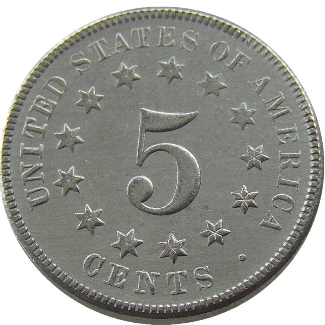 US 1873 Shield Nickel Five Cents Copy Coin