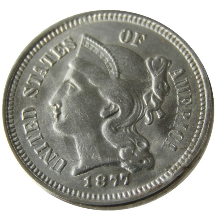 US 1877 Three Cents Nickel Copy Coin
