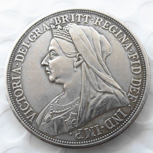 Great Britain 1896 silver crown Queen Victoria veiled head Silver Plated Copy coin