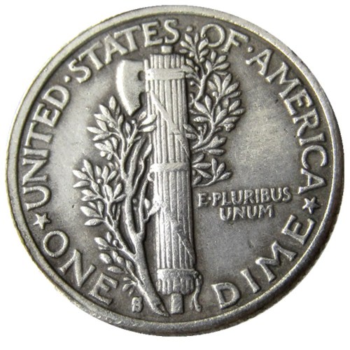 US 1935 P/S/D Mercury Dime Silver Plated Copy Coin