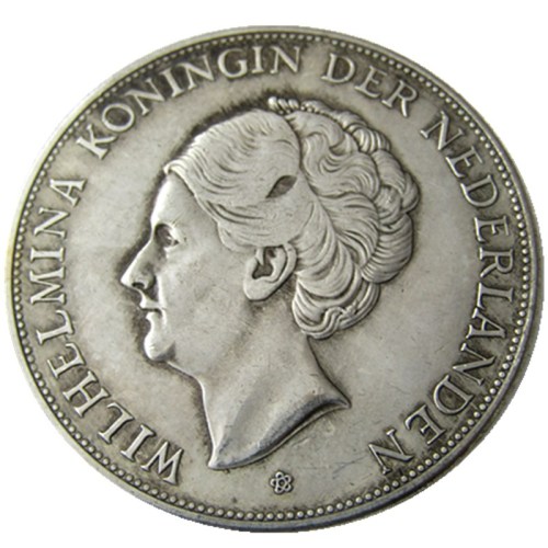 Netherlands 2 1/2 Gulden 1939 Wilhelmina Silver Plated Copy Coin