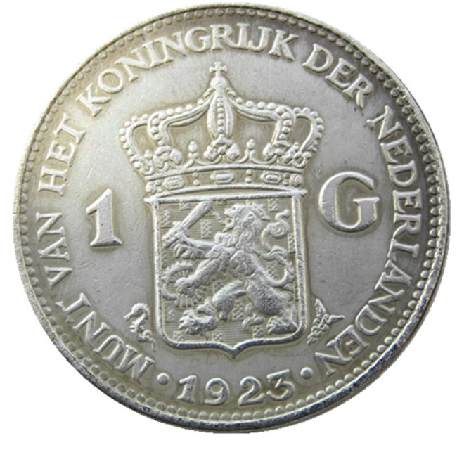Netherlands,1923 1 Gulden Wilhelmina I Silver Plated Copy Decorative Coin