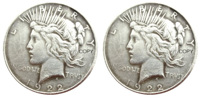 US 1922/1922 Peace Dollar Two Faces Silver Plated Copy Coin