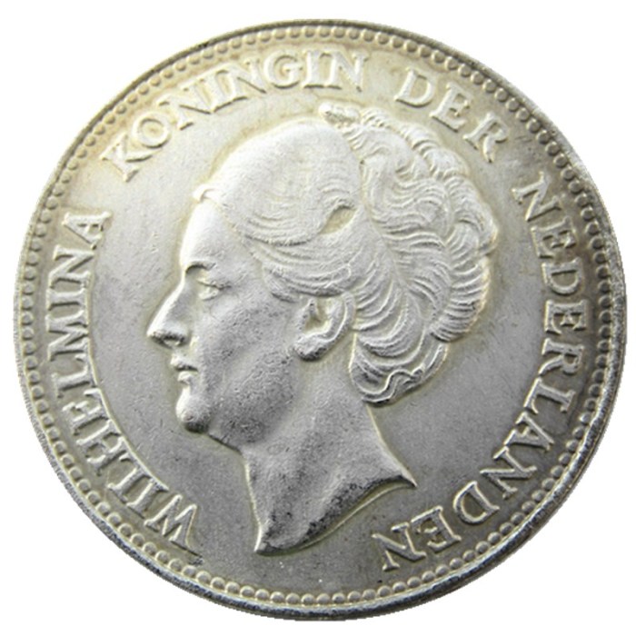 Netherlands,1923 1 Gulden Wilhelmina I Silver Plated Copy Decorative Coin