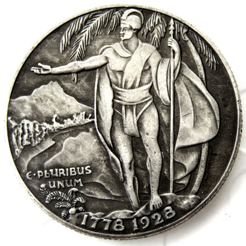USA 1928 HAWAIIN SESQUICENTENNIAL Half Dollar Commemorative Silver Plated Copy Coin