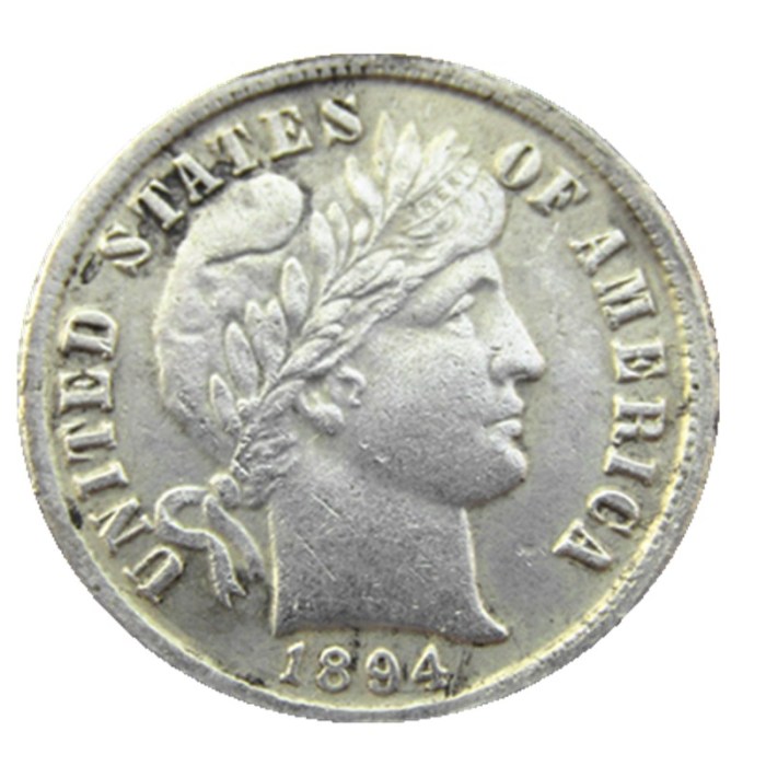 US 1894 P/S/O Barber Dime Silver Plated Copy Coin