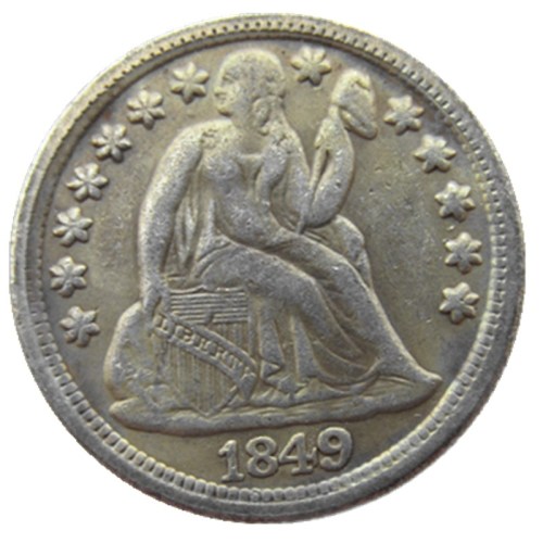 US 1849 P/S Liberty Seated Dime Silver Plated Copy Coin