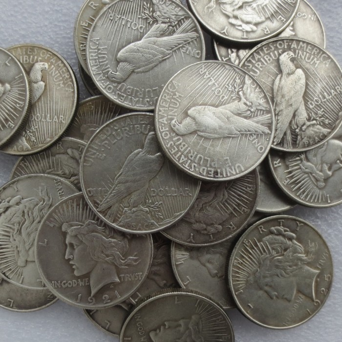 US A Set Of(1921-1964)P-S-D 25PCS Peace Dollar Silver Plated Copy Coin