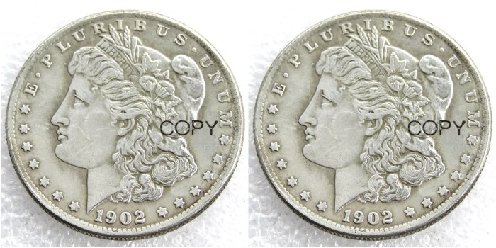 US 1902/1902 Morgan Dollar Two Faces Silver Plated Copy Coin