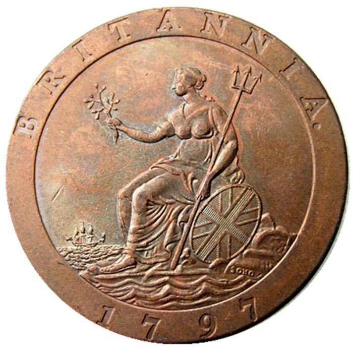 GEORGE III CARTWHEEL TWOPENCE,1797 Copper Copy Coin