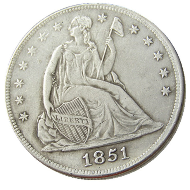 US 1851 Seated Liberty Dollar Silver Plated Copy Coin