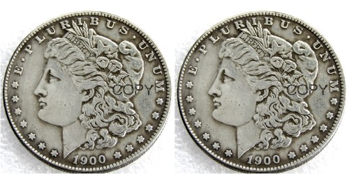 US 1900/1900 Morgan Dollar Two Faces Silver Plated Copy Coin