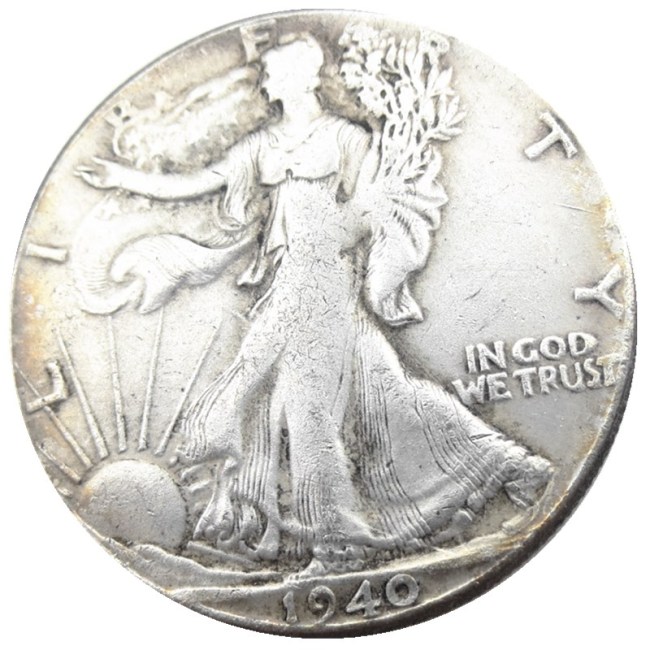 US 1940 Walking Liberty Half Dollar Silver Plated Copy Coins