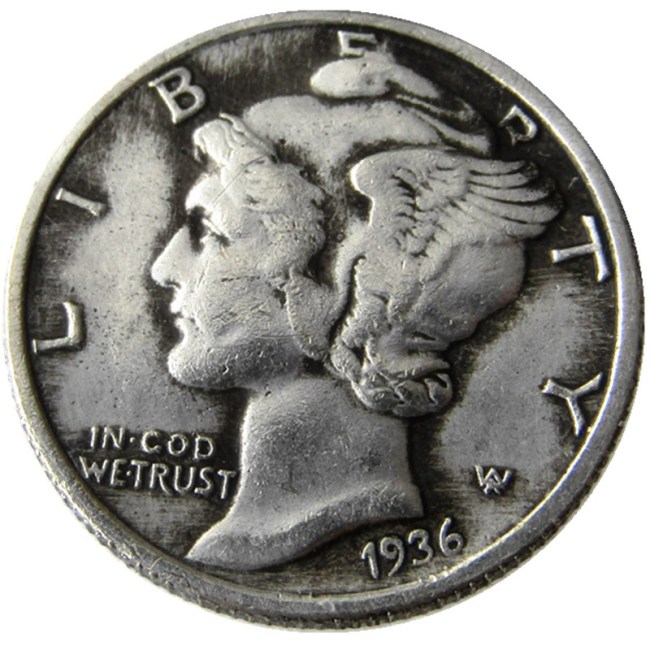 US 1936 P/S/D Mercury Dime Silver Plated Copy Coin