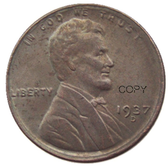 US 1937-P-S-D Lincoln Penny Cent 100% Copper Copy Coin