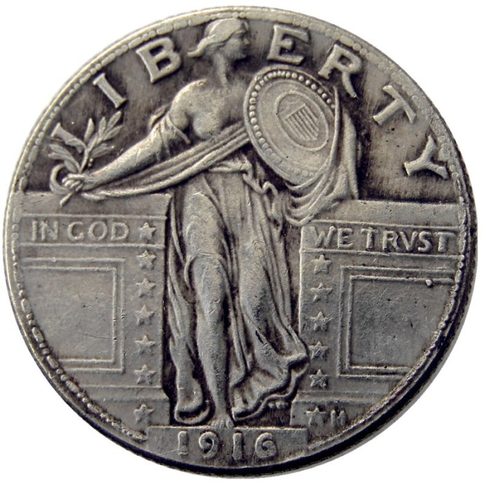 US 1916 Standing Liberty Quarter Dollar Silver Plated Copy Coin