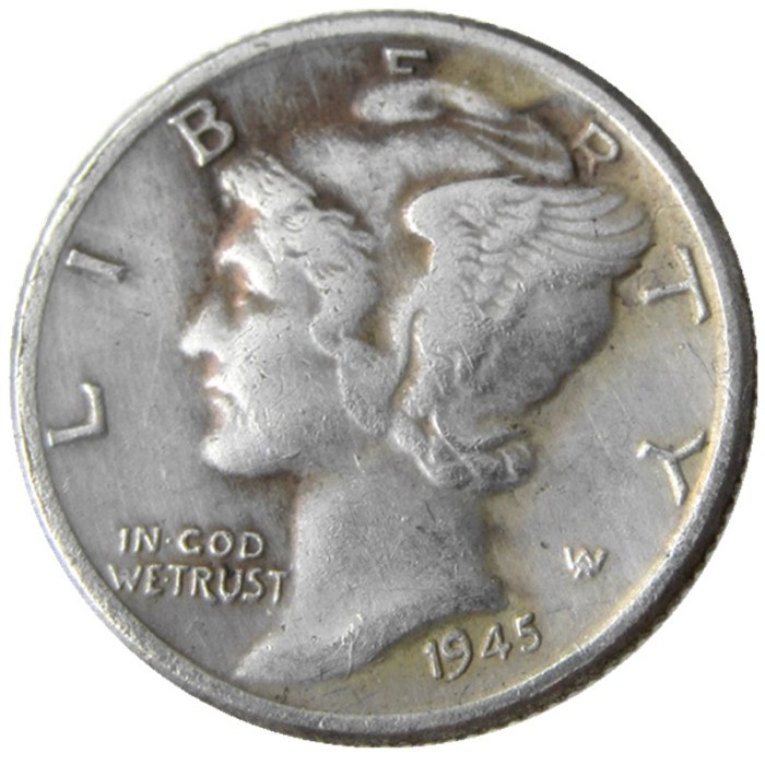 US 1945 P/S/D Mercury Dime Silver Plated Copy Coin