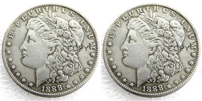 US 1888/1888 Morgan Dollar Two Faces Silver Plated Copy Coin
