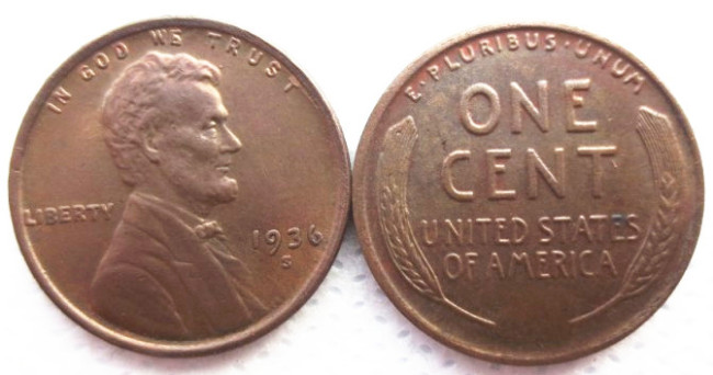 US 1936-P-S-D Lincoln Penny Cent 100% Copper Copy Coin