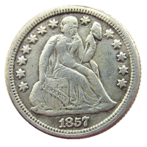 US 1857 P/S Liberty Seated Dime Silver Plated Copy Coin