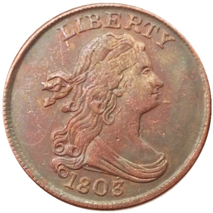 US 1803 Draped Bust Half Cent Copper Copy Coin