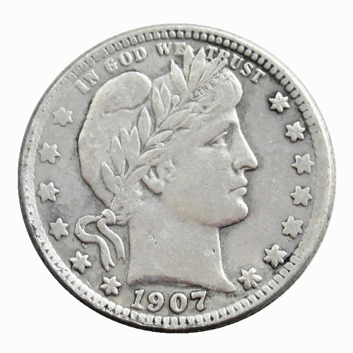 US 1907 P/S/O/D Barber Quarter Dollar Silver Plated Coins COPY