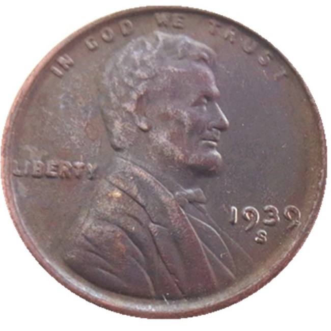 US 1939-P-S-D Lincoln Penny Cent 100% Copper Copy Coin