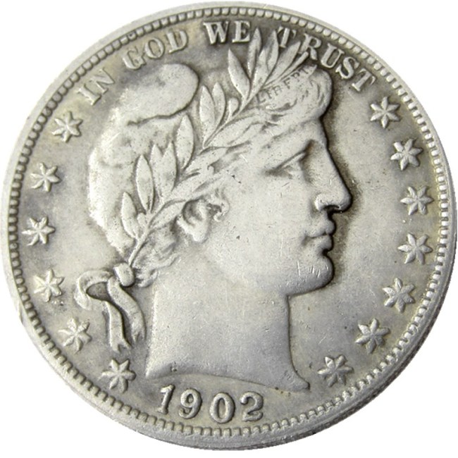 US 1902 P-S-O Barber Half Dollar Silver Plated Copy Coins