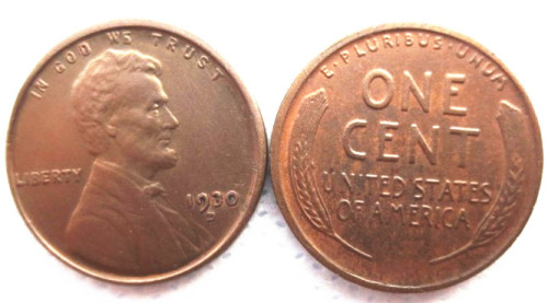 US 1930-P-S-D Lincoln Penny Cent 100% Copper Copy Coin