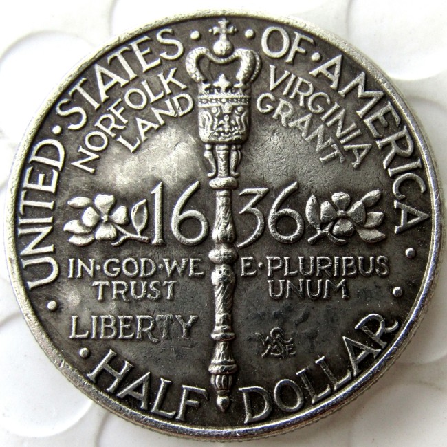 USA 1936 NORFOLK Commemorative Half Dollars Silver Plated Copy Coins