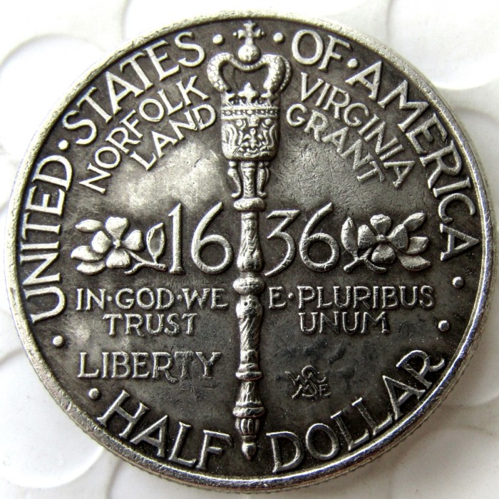 USA 1936 NORFOLK Commemorative Half Dollars Silver Plated Copy Coins