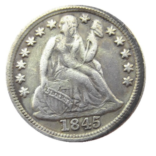 US 1845 P/S Liberty Seated Dime Silver Plated Copy Coin