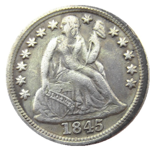 US 1845 P/S Liberty Seated Dime Silver Plated Copy Coin